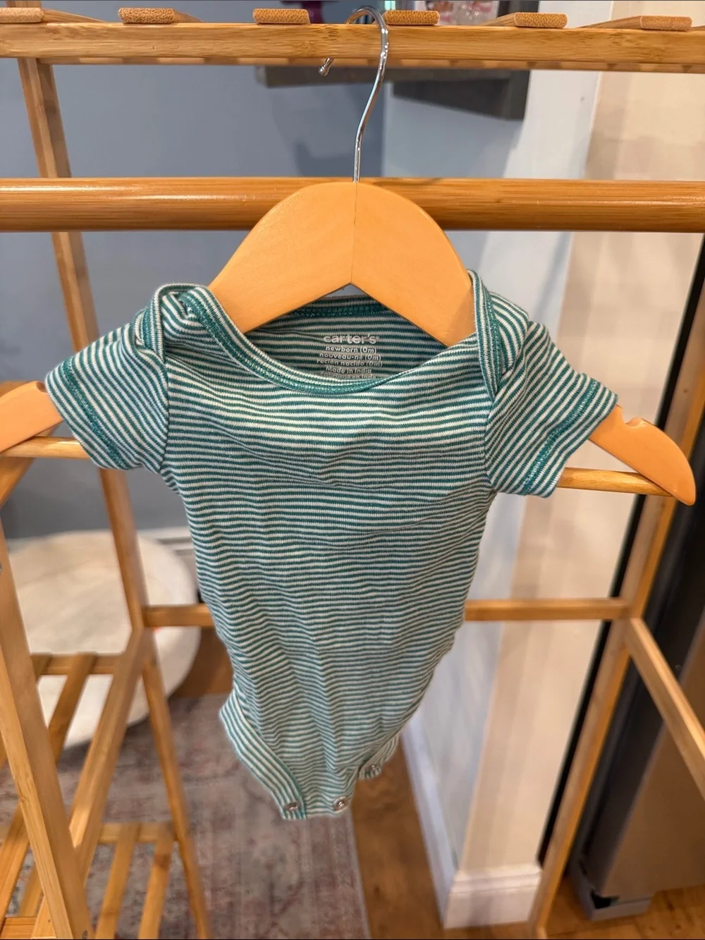 Carter's Teal and White Striped Baby Onesie